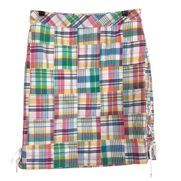 NWOT TALBOTS MULTI COLOR MADRAS PATCHWORK PENCIL SKIRT‎ 2 BOHO CHIC CONTEMPORARY - Picture 3 of 14